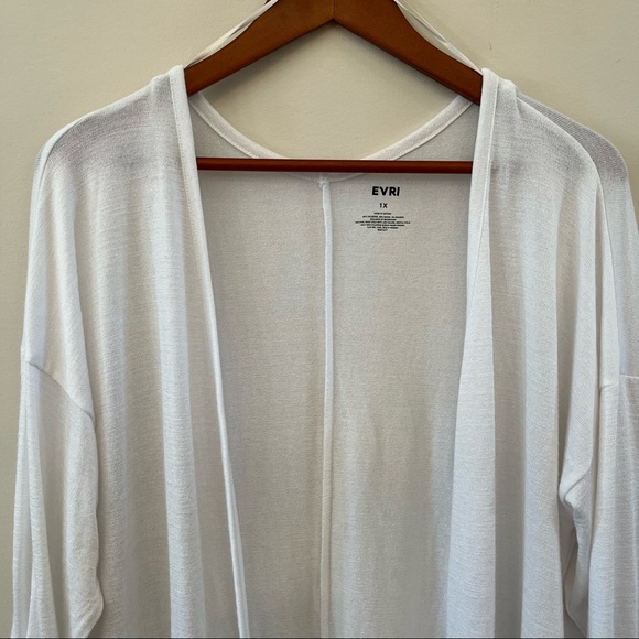Evri Ruched Sleeve Long Open Front Lightweight Cardigan Coverup Size 1X - Picture 7 of 9